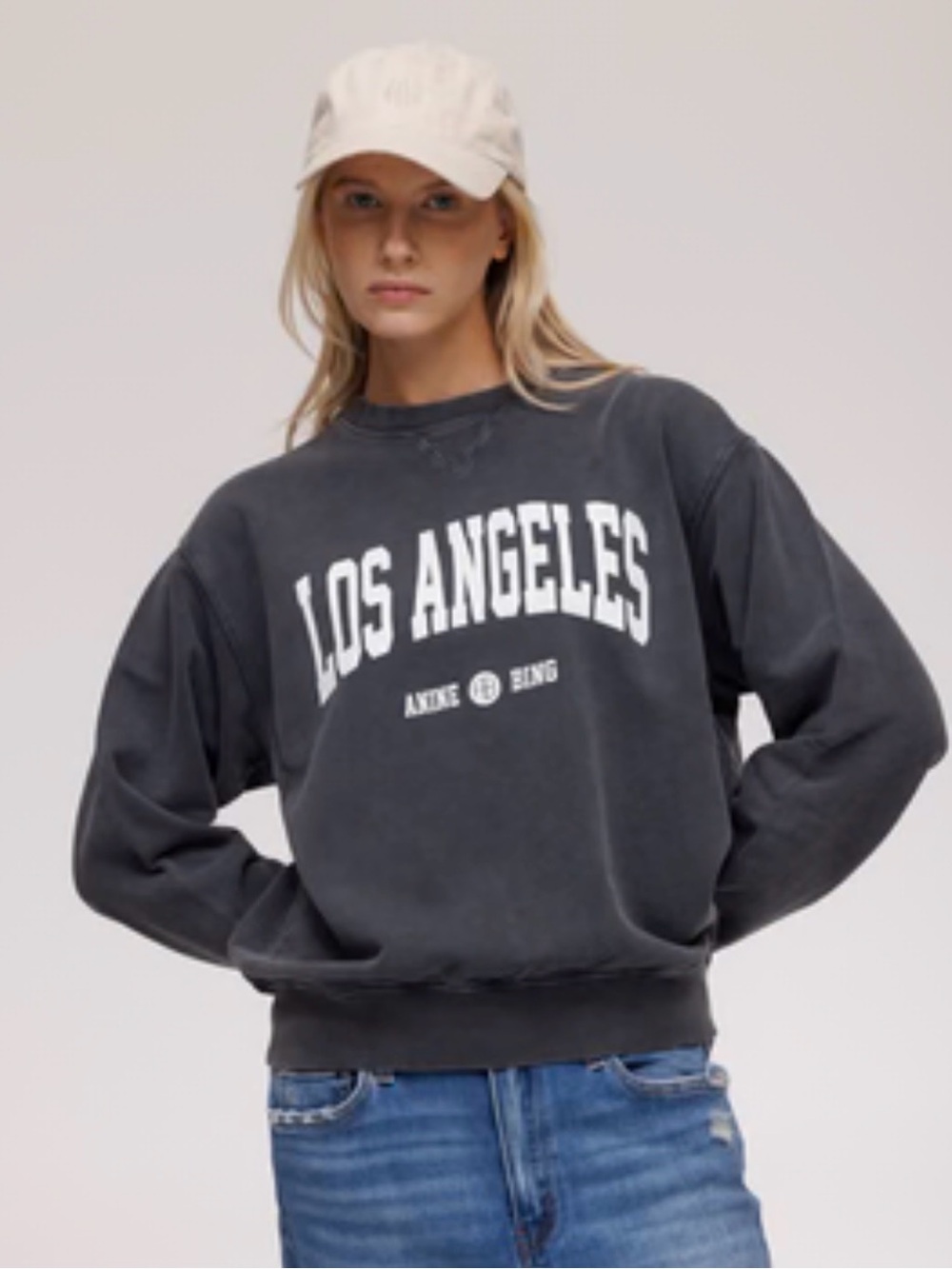 Anine Bing Charcoal 'Los Angeles' Crewneck Sweatshirt